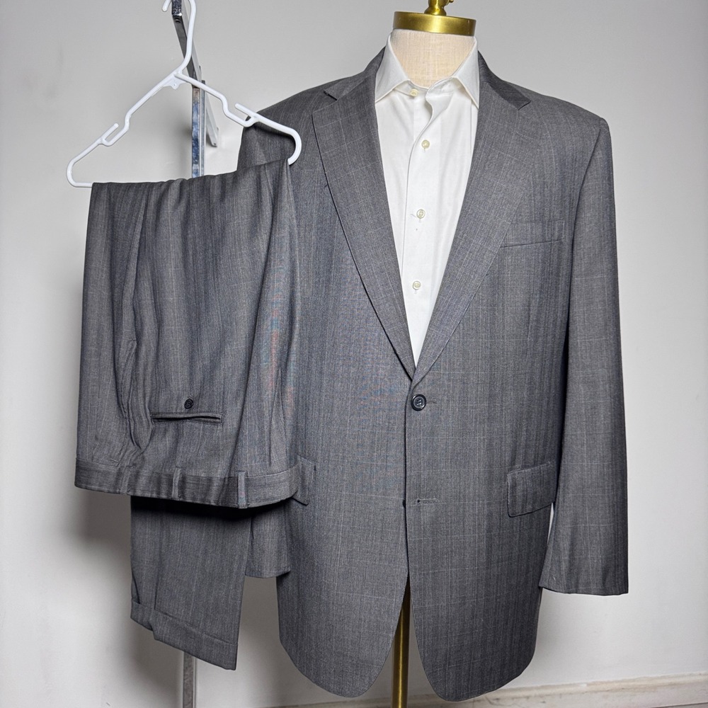 Brooks Brothers Mens Suit Two Piece Gray Pinstripe Wool 44L‎ 36W